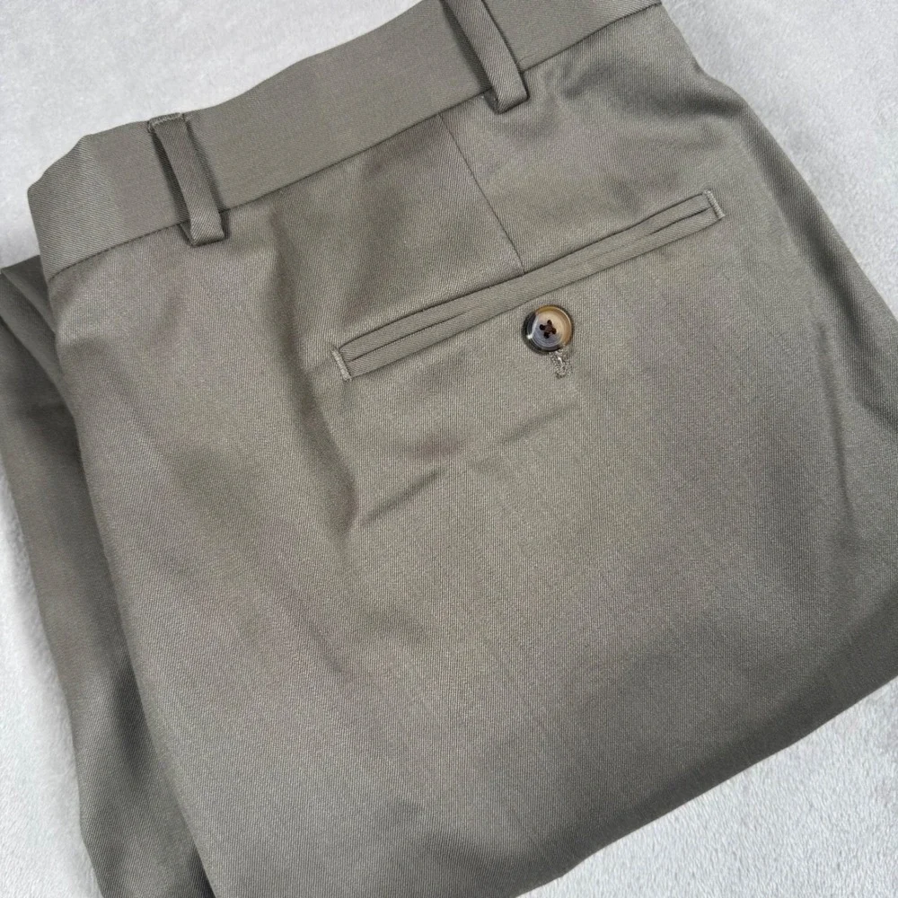 Brooks Brothers Dress Pants Mens 38x32 Olive Madison Fit Wool Trousers